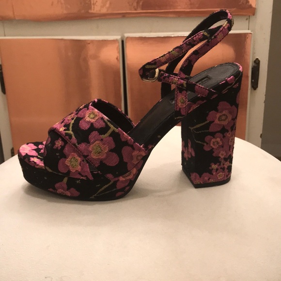 floral platform heels